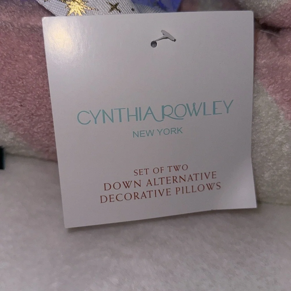 Cynthia Rowley PINK & WHITE Candy Cane Pillows
